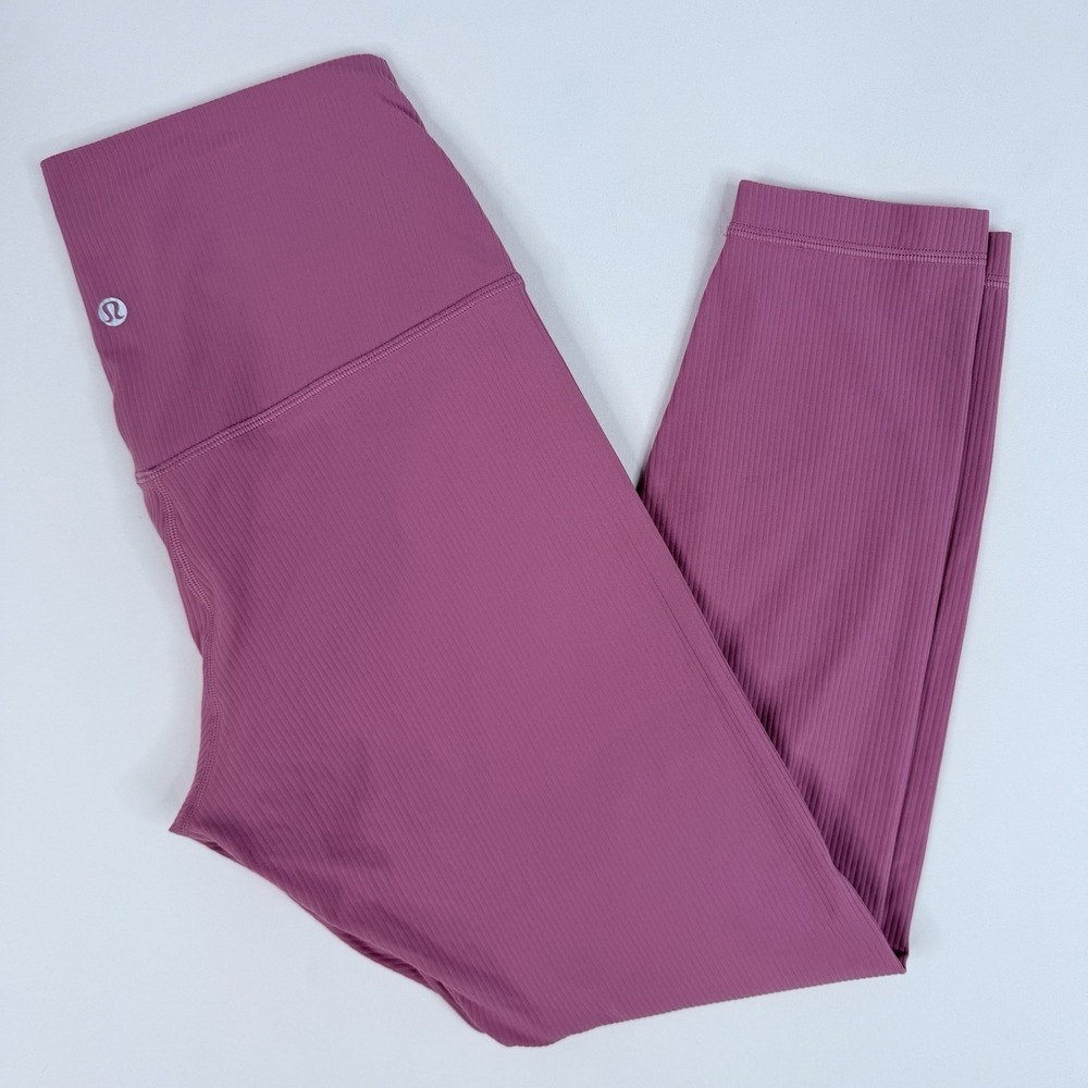 Lululemon Align High‎ Rise Leggings Ribbed EUC Size 10 Dusty Mauve Purple Pink